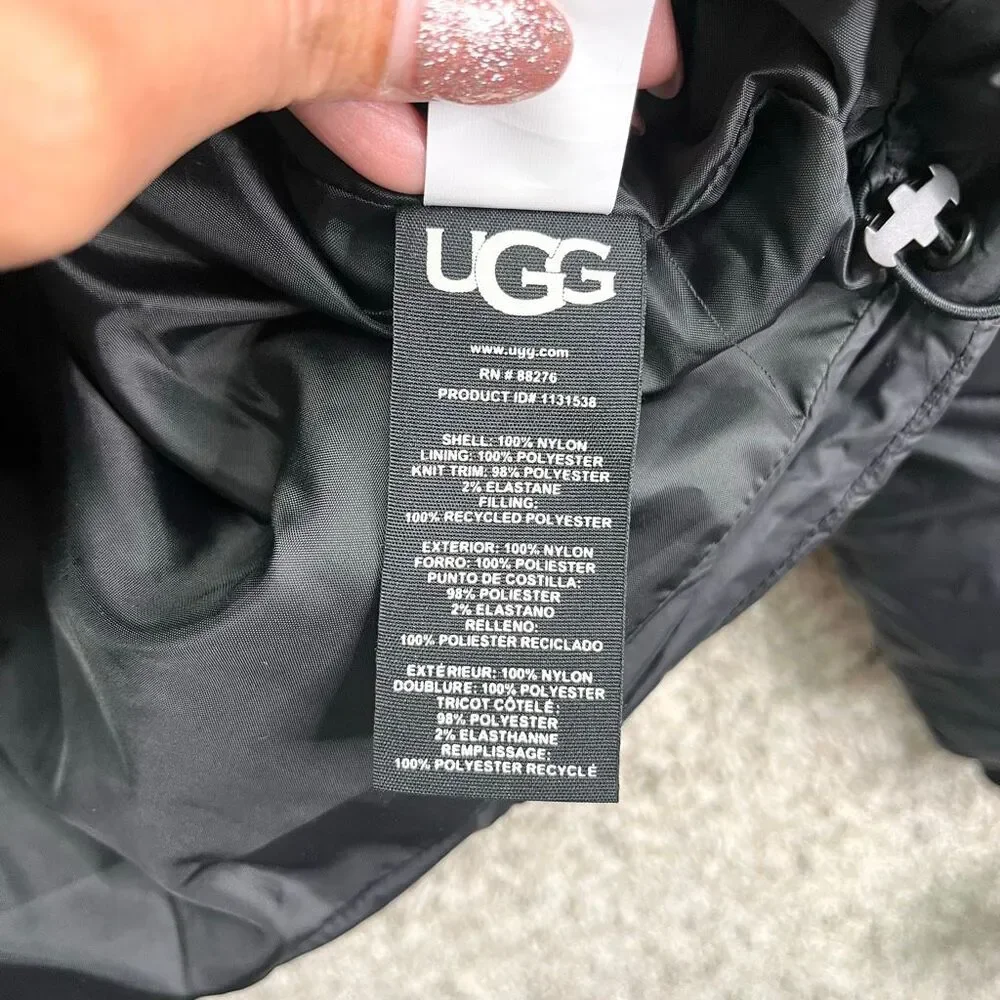 Ugg Vickie Black Zip Up Water Resistant Puffer Jacket‎ Coat in Size Small NWT